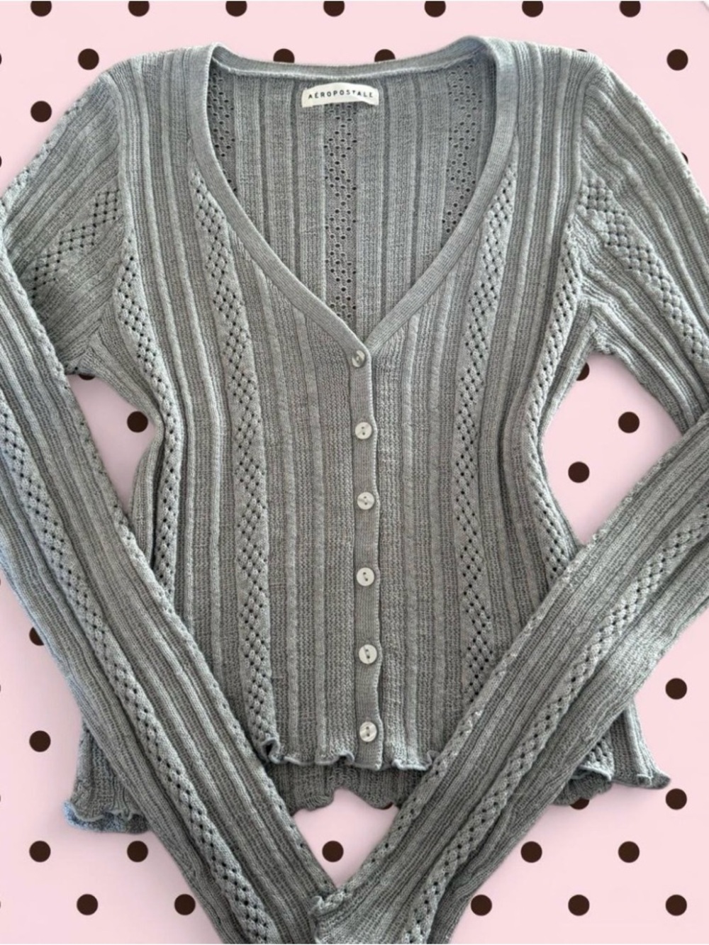 Vintage Y2K Style Aéropostale Ribbed Cardigan Top